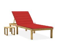 Vidaxl Chaise Longue De Jardin Avec Table Et Coussin Pin Imprégné