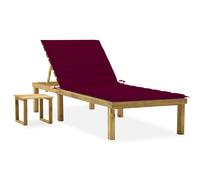 Chaise longue de jardin avec table et coussin Pin imprégné