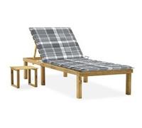 Chaise longue de jardin avec table et coussin Pin imprégné