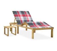 vidaXL Chaise longue de jardin avec table et coussin Pin imprégné3065877 G