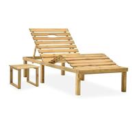 vidaXL Chaise Longue de Jardin avec Table Transat de Terrasse Bain de Soleil de Patio Chaise Longue d'Extérieur Bois de Pin Imprégné