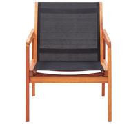 vidaXL Chaise longue de jardin noire en bois massif d'eucalyptus et textilène