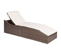 vidaXL Chaise longue avec coussin résine tressée marron