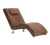 Chaise Longue De Massage Avec Oreiller Marron Similicuir Daim Marron