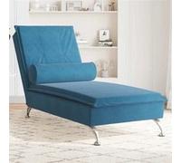 Chaise longue de massage avec traversin bleu velours, chaise de canapé longue, chaise longue de chambre, chaise de 379458