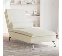 Vidaxl Chaise Longue De Massage Avec Traversin Crème Velours