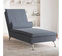 vidaXL Chaise longue de massage avec traversin gris foncé velours
