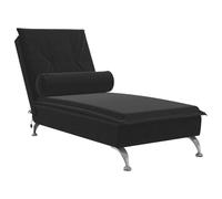 vidaXL Chaise longue de massage avec traversin, velours noir, moderne