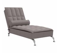vidaXL Chaise longue de massage avec traversin, tissu taupe, moderne