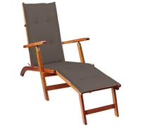 Vidaxl Chaise Longue D'extérieur Repose-Pied Et Coussin Acacia Solide