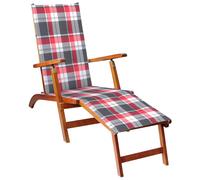 Vidaxl Chaise Longue D'extérieur Repose-Pied Et Coussin Acacia Solide