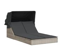 vidaXL Chaise longue double avec auvent et coussins gris clair rotin