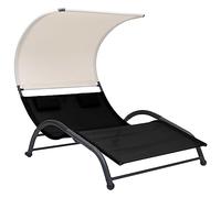 vidaXL Chaise Longue Double avec auvent textilène Noir