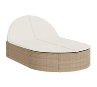 vidaXL Chaise longue double en résine tressée avec coussins beige