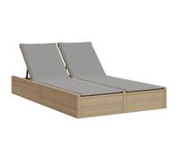 vidaXL Chaise Longue Double avec Coussins Beige résine tressée