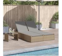vidaXL Chaise longue double avec coussins en résine tressée beige