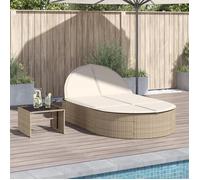Vidaxl Chaise Longue Double Avec Coussins Beige Résine Tressée