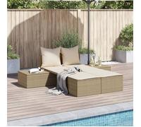 vidaXL Chaise longue double avec coussins résine tressée beige
