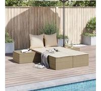 vidaXL Chaise longue double avec coussins résine tressée beige