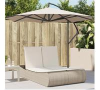 vidaXL Chaise longue double avec coussins beige résine tressée, transat, lit de jour d'extérieur, lit de jour de jardin, lit 368094