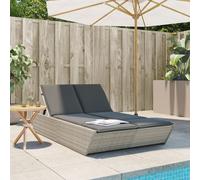 vidaXL Chaise longue double avec coussins gris clair résine tressée, lit de bronzage, chaise longue inclinable, lit de jour d'extérieur