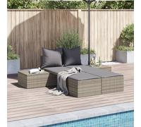 vidaXL Chaise Longue Double avec Coussins, Siège de Patio, Bain de Soleil, Transat de Jardin Balcon Terrasse Arrière-Cour, Gris Résine Tressée