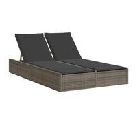 vidaXL Chaise Longue Double avec Coussins Gris résine tressée