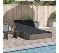 vidaXL Chaise longue double en résine tressée avec coussins gris