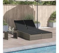 vidaXL Chaise longue double avec coussins gris résine tressée 368630 Gris G