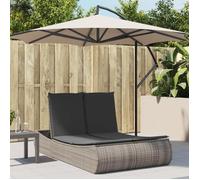 vidaXL Chaise longue double avec coussins gris résine tressée, transat, lit de jour d'extérieur, lit de jour de jardin, lit 368092