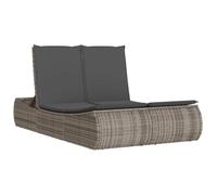 vidaXL Chaise Longue Double avec Coussins Gris résine tressée, transat, lit de Jour d'extérieur, lit de Jour de Jardin, lit de Bronzage
