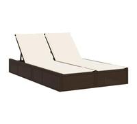 vidaXL Chaise Longue Double avec Coussins Marron résine tressée