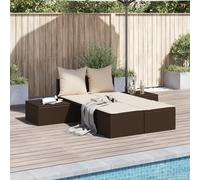 Vidaxl Chaise Longue Double Avec Coussins Marron Résine Tressée