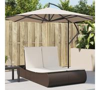 Vidaxl Chaise Longue Double Avec Coussins Marron Résine Tressée