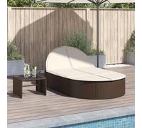 Chaise longue double avec coussins marron résine tressée 368647