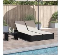 vidaXL Chaise longue double avec coussins noir résine tressée 368628