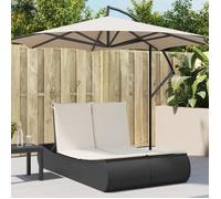 vidaXL Chaise longue double avec coussins noir résine tressée, transat, lit de jour d'extérieur, lit de jour de jardin, lit 368090