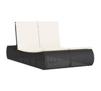 vidaXL Chaise Longue Double avec Coussins Noir résine tressée, transat, lit de Jour d'extérieur, lit de Jour de Jardin, lit de Bronzage