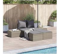 vidaXL Chaise longue double 368391 – avec coussins, résine tressée gris