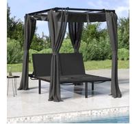 vidaXL Chaise Longue Double avec Rideaux latéraux et supérieurs, Chaise Longue, Chaise Longue d'extérieur, mobilier de Jardin, Chaise Longue de Jardin