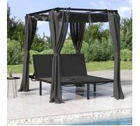 vidaXL Chaise longue double avec rideaux latéraux et supérieurs, chaise longue, chaise longue d'extérieur 313930