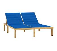 Vidaxl Chaise Longue Double Et Coussins Bleu Royal Pin Imprégné Bleu