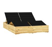 Vidaxl Chaise Longue Double Et Coussins Noir Bois De Pin Imprégné Multicolore