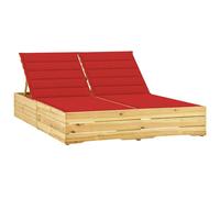 Vidaxl Chaise Longue Double Et Coussins Rouge Bois De Pin Imprégné
