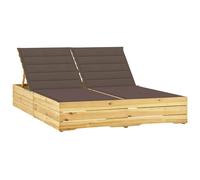 Vidaxl Chaise Longue Double Et Coussins Taupe Pin Imprégné