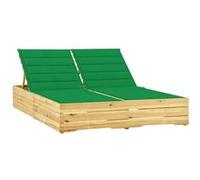 vidaXL Chaise longue double et coussins vert Bois de pin imprégné3065974 Vert G