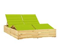 Ligbed tweepersoons met heldergroene kussens geÃ¯mpregneerd hout3065995
