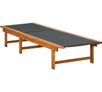 Chaise longue en acacia et textilène - Noir - 200 x 66 x 34 cm