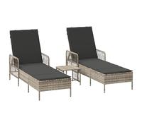 Vidaxl Chaise Longue Ensemble De 3 Gris Clair Et Gris Foncé