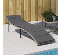 vidaXL Chaise longue et coussin gris clair 55x199x50 cm résine tressée